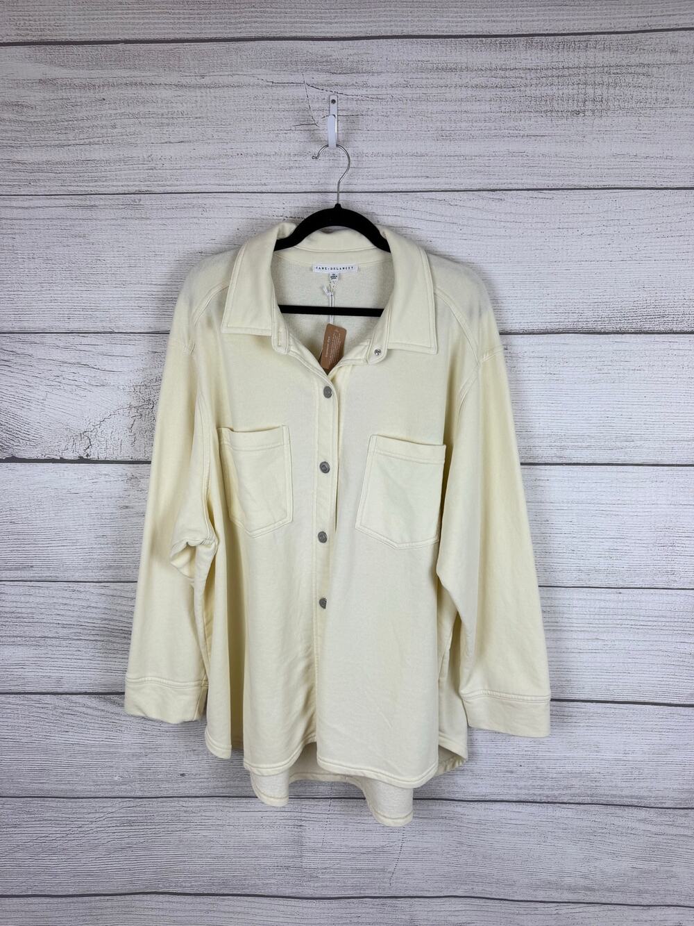 Jane & Delancey Plus Size Pale Yellow Button Front Soft Shacket Size 3X